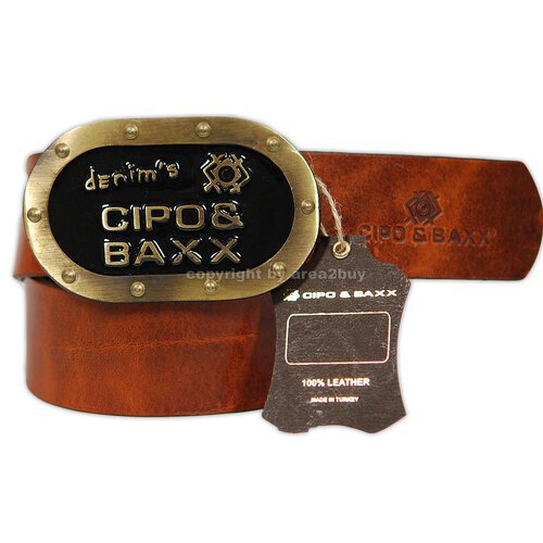 Cipo & Baxx Grtel Herren Echt Leder Modegrtel aus Rindsleder C-2092 Braun 95 cm
