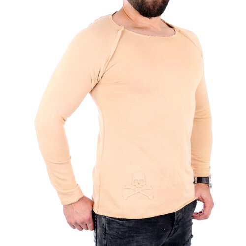Tazzio Sweatshirt Herren Open Edge Rundhals Raglan-Arm Pullover TZ-16209 Beige S