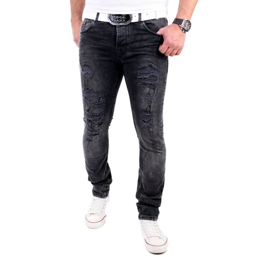 VSCT Jeans Herren Keno Rock Heavy Destroyed Look Jeans-Hose V-5641831 Schwarz W30 / L32