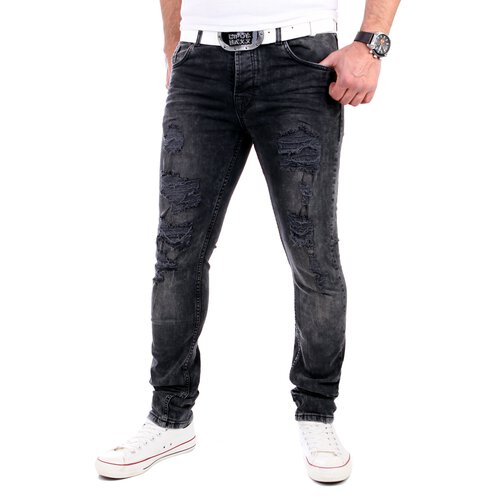 VSCT Jeans Herren Keno Rock Heavy Destroyed Look Jeans-Hose V-5641831 Schwarz W31 / L34