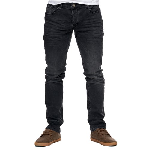 Reslad Jeans-Herren Slim Fit Basic Style Stretch-Denim Jeans-Hose RS-2063 Schwarz W30 / L34