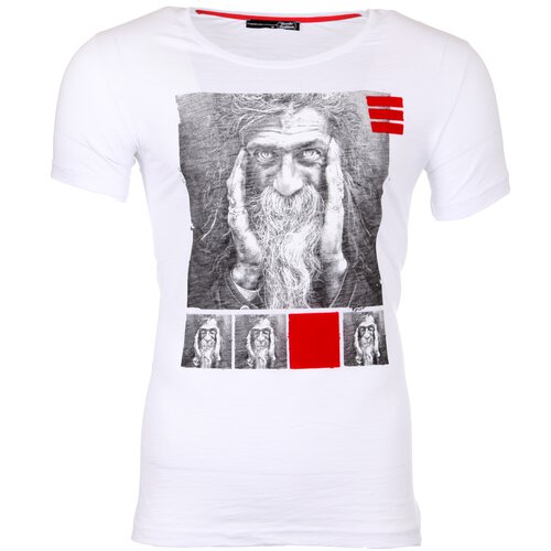 Tazzio T-Shirt Herren Rundhals Motiv-Print Druck Kurzarm Shirt TZ-17107 Wei M