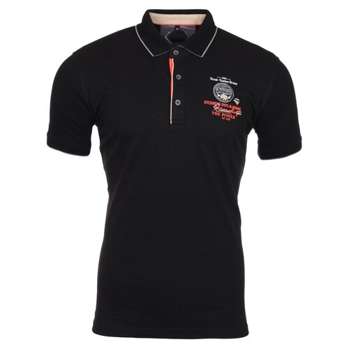 Reslad Polo-Shirt Herren Poloshirt Kontrast Polo-Kragen Kurzarm-Shirt RS-5204 Schwarz XL