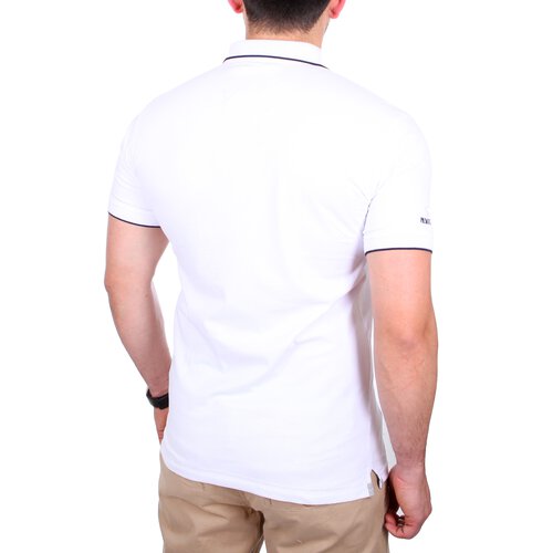 Reslad Polo-Shirt Herren Poloshirt Kontrast Polo-Kragen Kurzarm-Shirt RS-5204 Wei 2XL