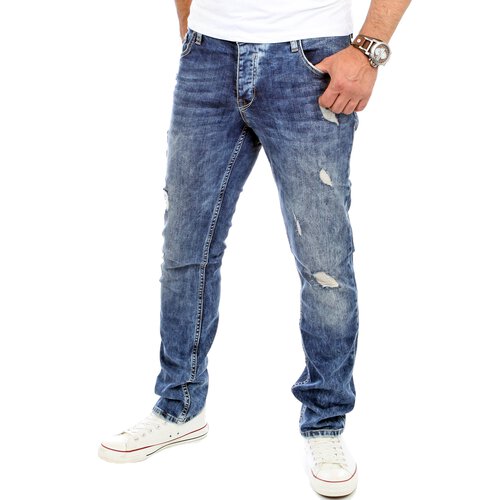 Reslad Jeans-Herren Destroyed Look Slim Fit Stretch Denim Jeans-Hose RS-2069