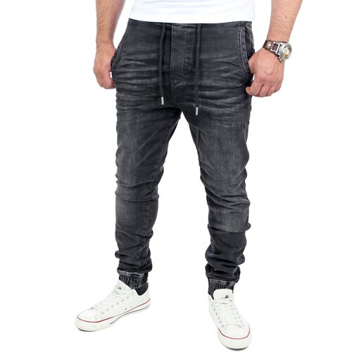 Reslad Casual Style Jeans-Herren Slim Fit Jogging-Hose RS-2071 Schwarz S