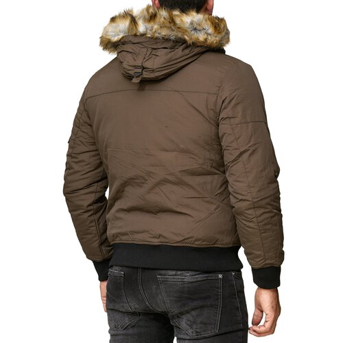 Herren Jacke Winter-Jacke warme Kapuzenjacke mit abnehmbarem Fellkragen A2B-5612