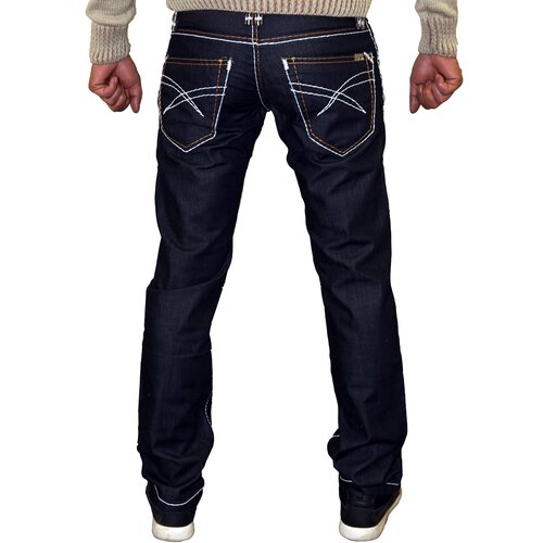 ReRock Jeanshose Herren Dicke Naht Mnner Jeans RR-3041A Dunkelblau W31 / L32