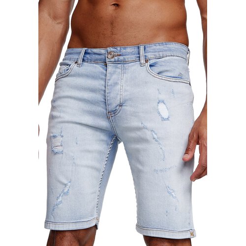 Reslad Jeans Shorts Herren Kurze Hosen Sommer l Used Look Destroyed Mnner Denim Jeansshorts l Bermuda Capri Hose Regular Fit RS-2086