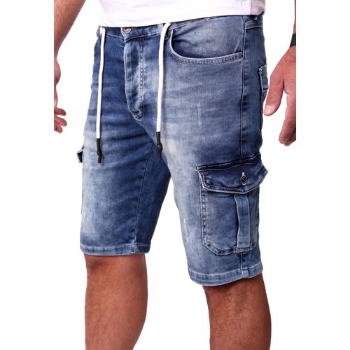 Reslad Cargo Jeans Shorts Herren Kurze Hosen Sommer - Sweathose in Jeansoptik l Stretch Denim Mnner Jeansshorts l Hose Slim Fit RS-2099