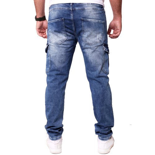 Reslad Cargohose Jeans Herren Cargo Hose - Sweathose in Jeansoptik mit Taschen l Stretch Denim Mnner Jeanshose Slim Fit RS-2100