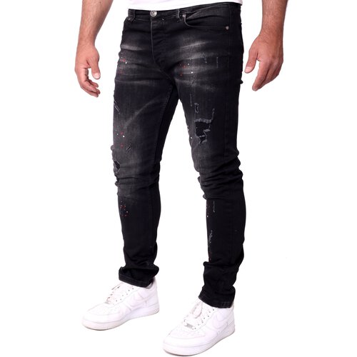 Reslad Jeans Herren Color-Splashes Stretch Denim Destroyed Jeanshose Mnner-Hose Slim Fit RS-2101