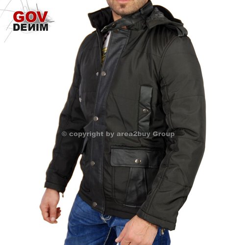 Gov Denim Z-10360 Winter Jacke Parker Kurz Mantel schwarz S
