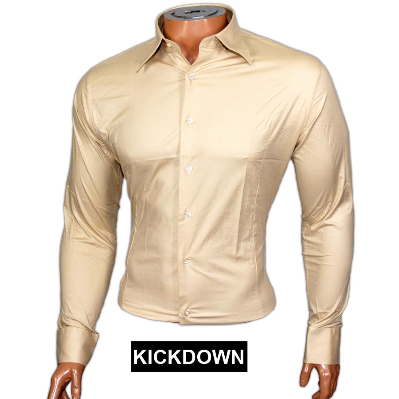 Kickdown Herren Kurzarm 2in1 V-Neck Kontrast T-Shirt Hemd Türkis KDWN-2319 