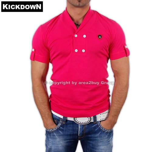 Kickdown K-1988 4-Button Style T-Shirt Pink