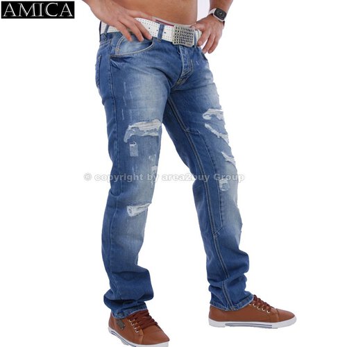Amica A-9611 destroyed look blue Jeans blau