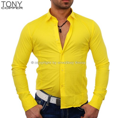 Tony Copper TC-001 Klassik Uni Hemd gelb