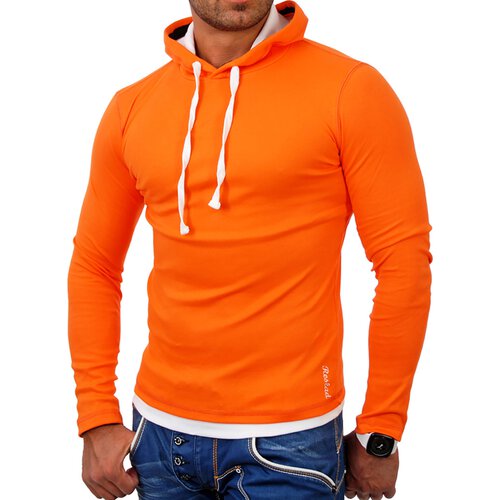 Reslad Herren Kapuzen Sweatshirt RS-1003 Orange-Wei S