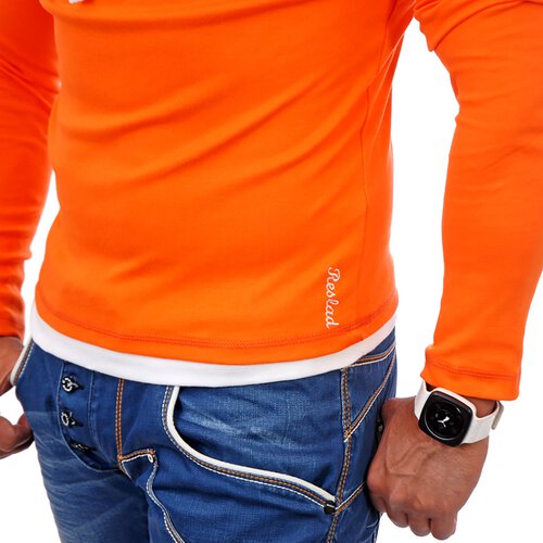 Reslad Herren Kapuzen Sweatshirt RS-1003 Orange-Wei S