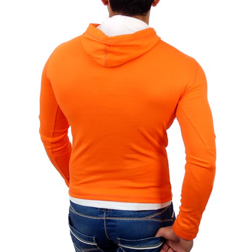 Reslad Herren Kapuzen Sweatshirt RS-1003 Orange-Wei M
