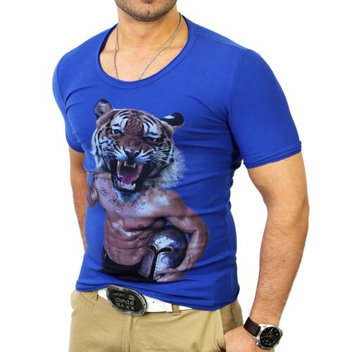 Reslad Herren Tigerhead T-Shirt RS-2663 Blau L