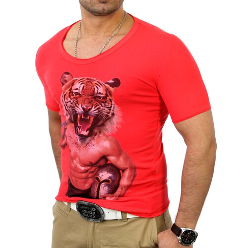 Reslad Herren Tigerhead T-Shirt RS-2663 Rot M