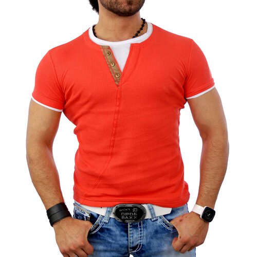 Reslad Herren Buttoned Style T-Shirt 3723
