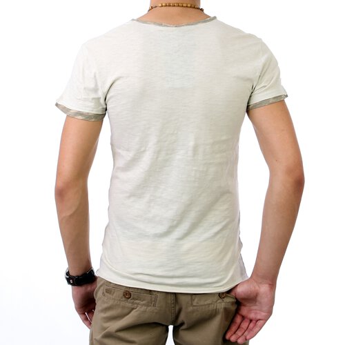 98-86 Herren Camouflage Kontrast V-Neck T-Shirt 20148