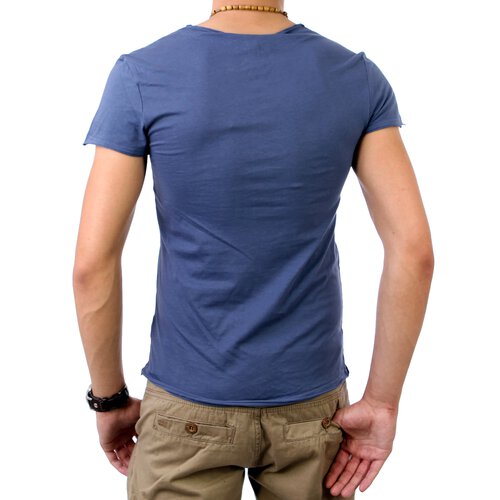Stich & Soul Herren V-Neck T-Shirt SS-20065 Blau XL