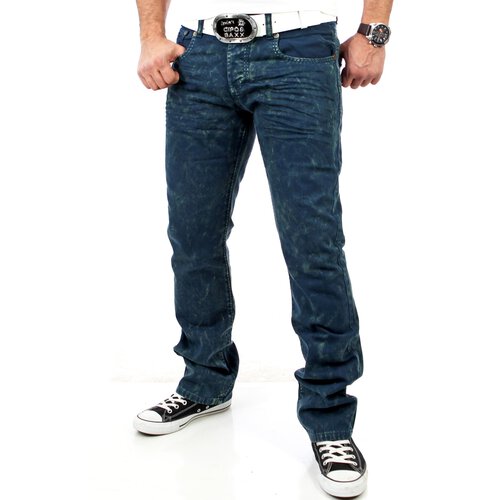 Tazzio Herren Knit Style Jeans Hose TZ-5116 Petrolblau W30/L32