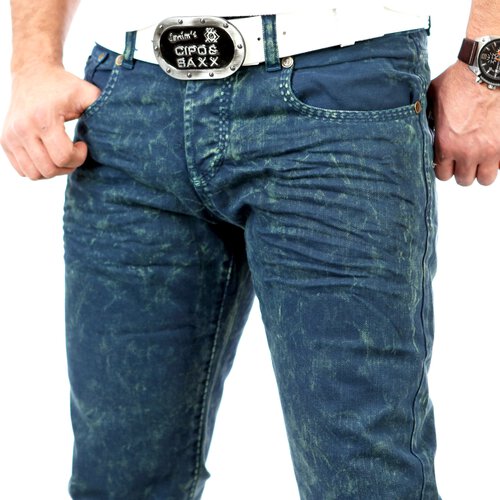 Tazzio Herren Knit Style Jeans Hose TZ-5116 Petrolblau W34/L32