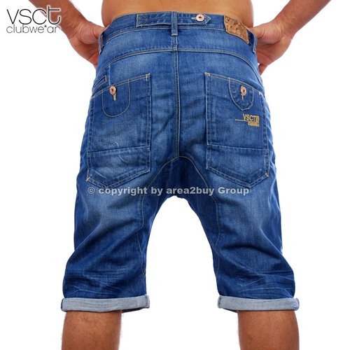 vsct V-5640138 Low Drop Style Bermuda Jeans kurze Hose, blau