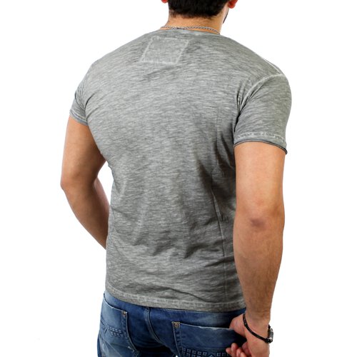 Cipo & Baxx Herren Wide Neck Basic T-Shirt C-5332 Grau L