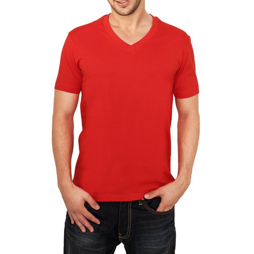 Urban Classics Herren V-Neck Basic T-Shirt TB-169 Rot XL