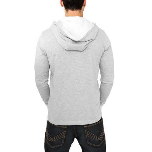 Urban Classics Herren Striped Kapuze Hoody Sweatshirt TB-501 Grau-Wei XL