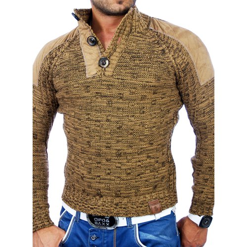 Tazzio Herren Patched Grobstrick Winter Pullover TZ-3570