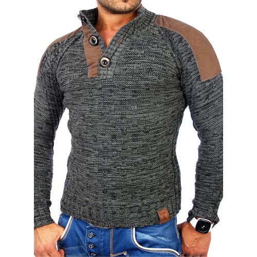 Tazzio Herren Patched Grobstrick Winter Pullover TZ-3570