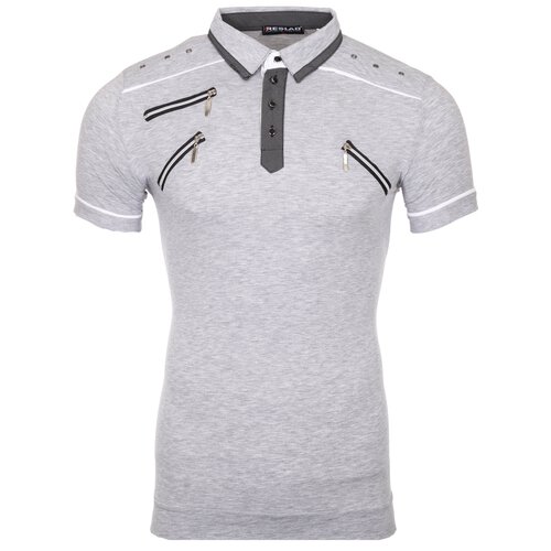 Reslad Herren Zipper Style T-Shirt Poloshirt RS-5028 Grau 2XL