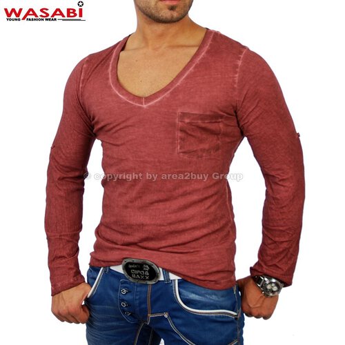 Wasabi wsb-1348 Clubwear Batik Look Longsleeve Rot