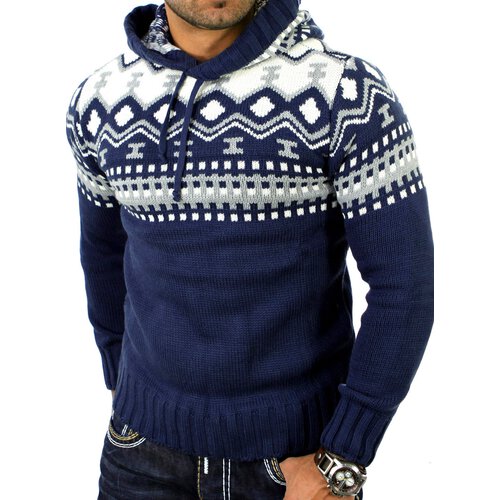 Reslad Herren Grobstrick Pullover Norweger Winter Kapuzenpullover RS-3013