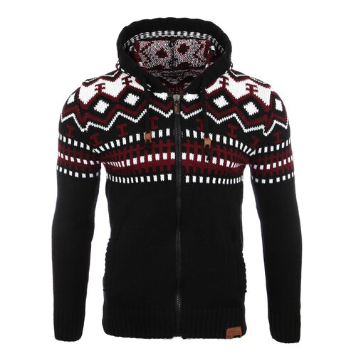 Reslad Herren Grobstrick Norweger Winter Strickjacke mit Kapuze RS-3104