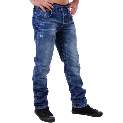 VSCT Herren Clubwear Used Look Denim Jeans Hose V-0140 Blau