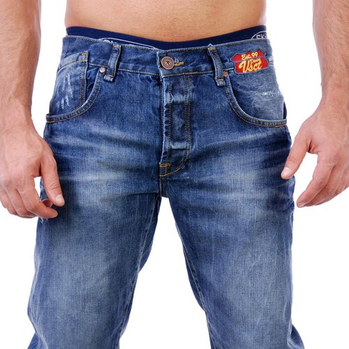 VSCT Herren Clubwear Used Look Denim Jeans Hose V-0140 Blau W31/L32