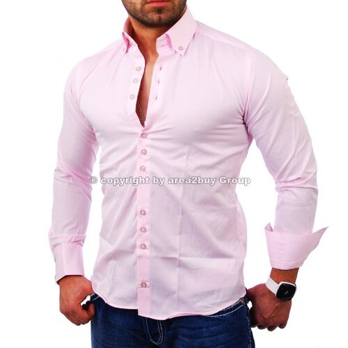 Redbridge R-2117 designer club Style Herren Langarm Hemd rosa