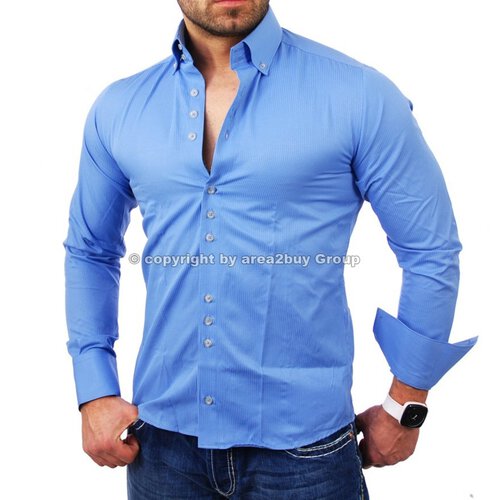 Redbridge R-2117 designer club Style Herren Langarm Hemd blau