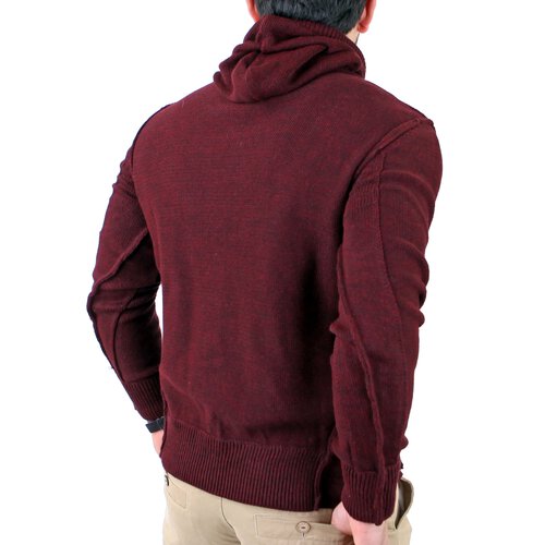Reslad Herren Vintage Huge Collar Sweatshirt Pullover RS-3212 Bordeaux XL