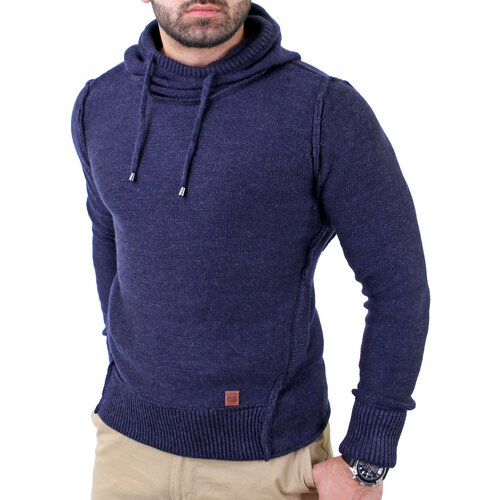 Reslad Herren Vintage Huge Collar Sweatshirt Pullover RS-3212 Navyblau M