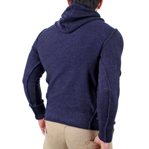 Reslad Herren Vintage Huge Collar Sweatshirt Pullover RS-3212 Navyblau L