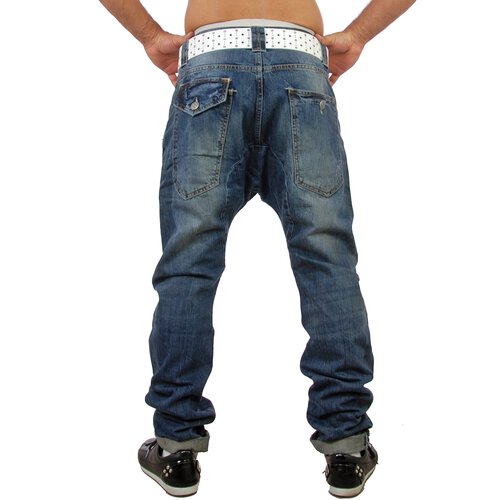 VSCT Herren Low Crotch Vintage Stonewashed Jeans Hose V-0198 Blau W31/L32