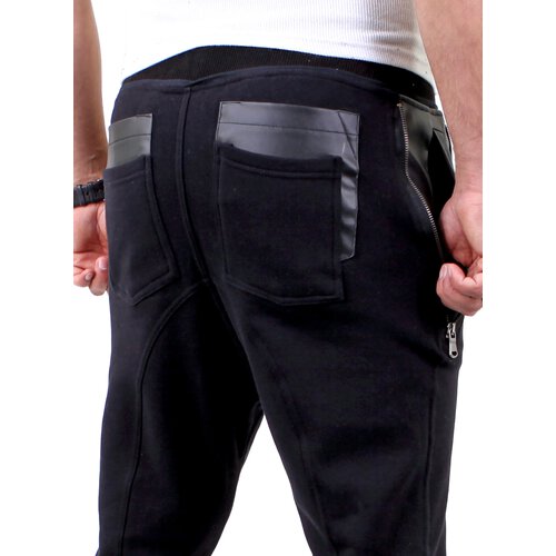 VSCT Herren New Age Sweatpants Leder Pocket Jogginghose V-5641148 Schwarz L